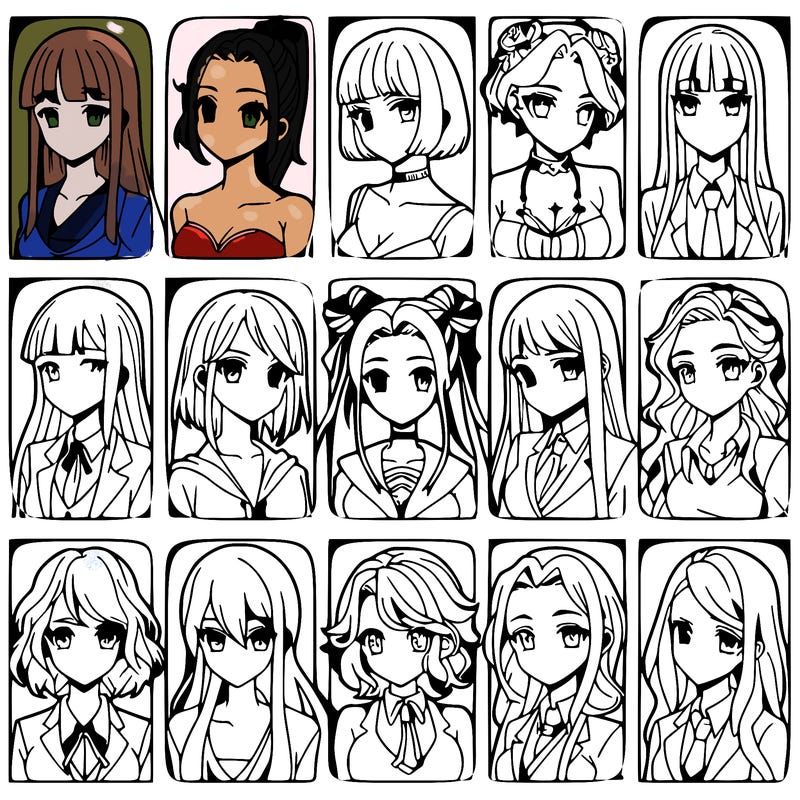 girls that look diffrent anime