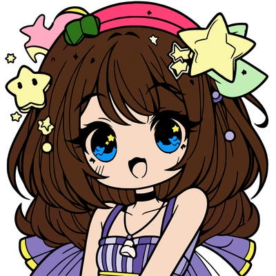 cute anime girl with star accessories