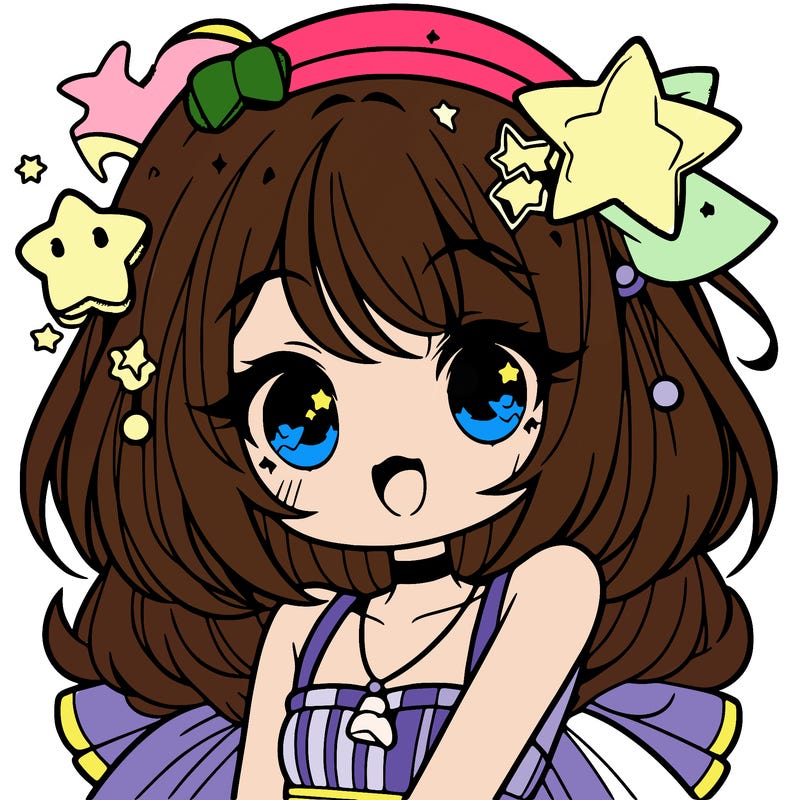 cute anime girl with star accessories