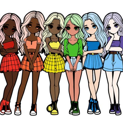 a group of girls realistic