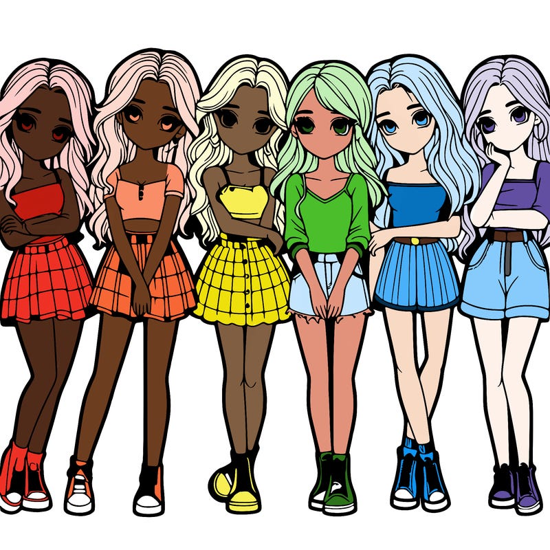 a group of girls realistic