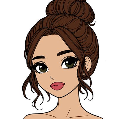 realistic pretty girl with hair in bun