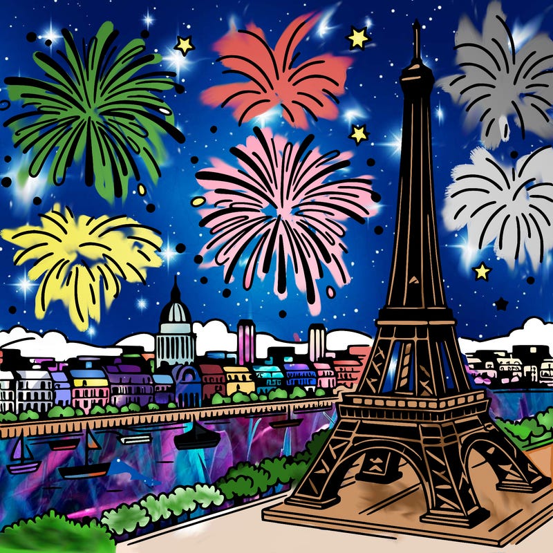 tour eiffel with fireworks