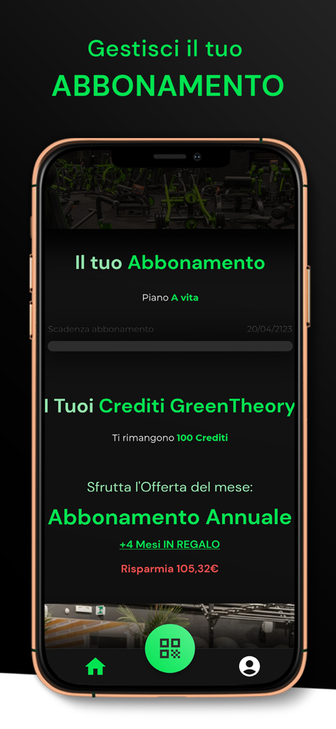 GreenTheory - GreenTheory app interface for managing fitness subscriptions and credits