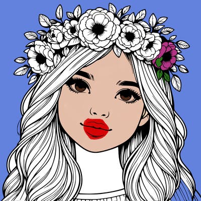 realistic girl with flower crown