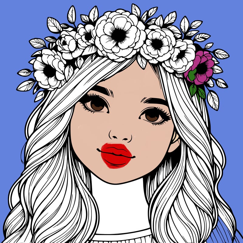 realistic girl with flower crown