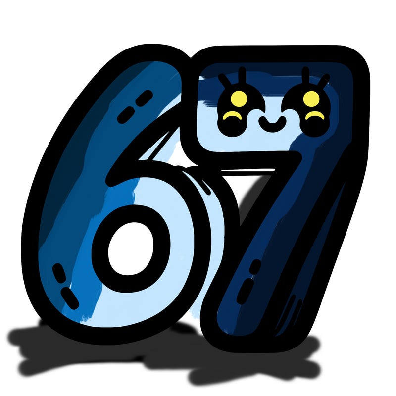 the numbers 67