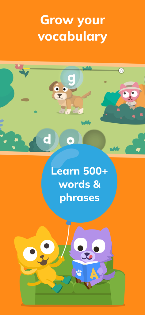 Learn English – Studycat - Studycatキャラクターと、英語の単語やフレーズを学ぶための教育コンテンツが登場する、子供向けのインタラクティブな語彙学習ゲーム