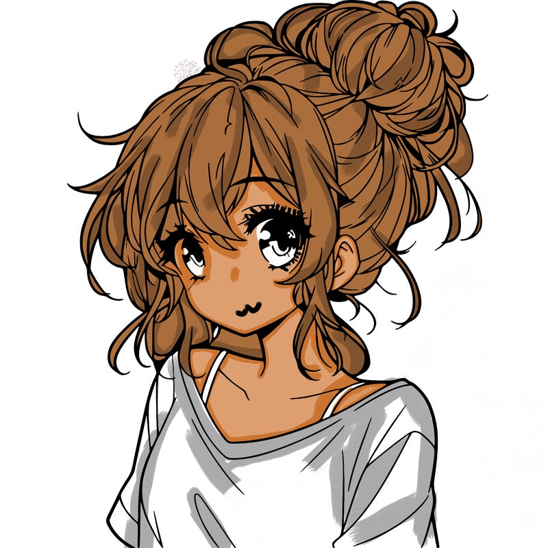 a beautiful anime girl with a messy bun