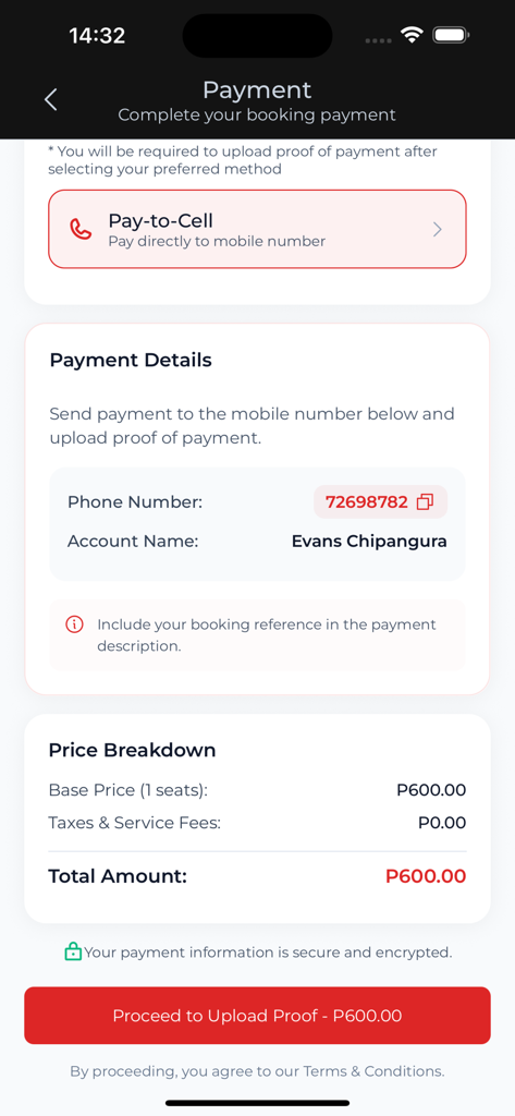 CityBus - Ecrã de pagamento da aplicação CityBus mostrando o resumo do preço e instruções de pagamento para telemóvel