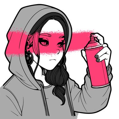 a realistic girl, spray painting