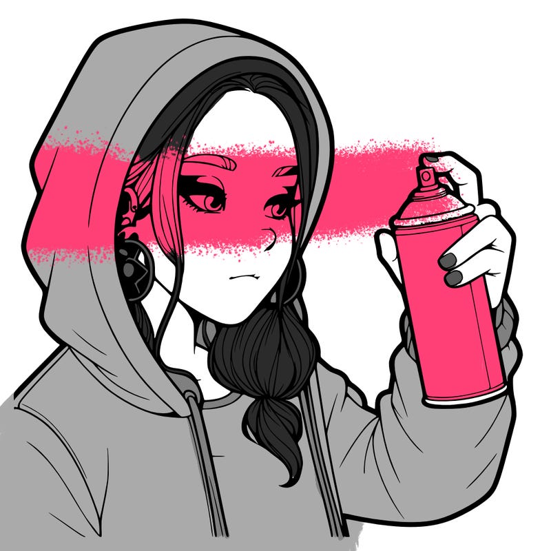 a realistic girl, spray painting