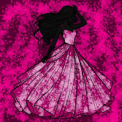 realistic woman with dress flowing in the wind