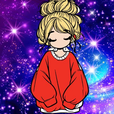 girl with baggy sweatshirt and messy bun