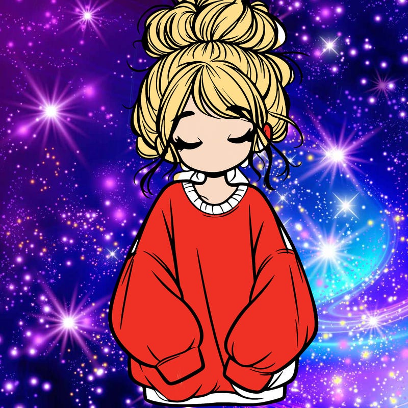 girl with baggy sweatshirt and messy bun