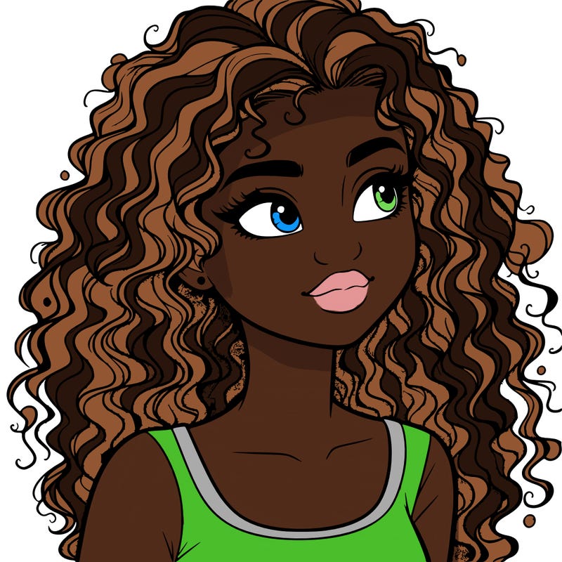 realistic girl with curly hair