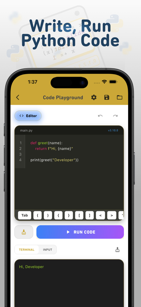 Python Quizz - Python Quizz mobile code editor and terminal output