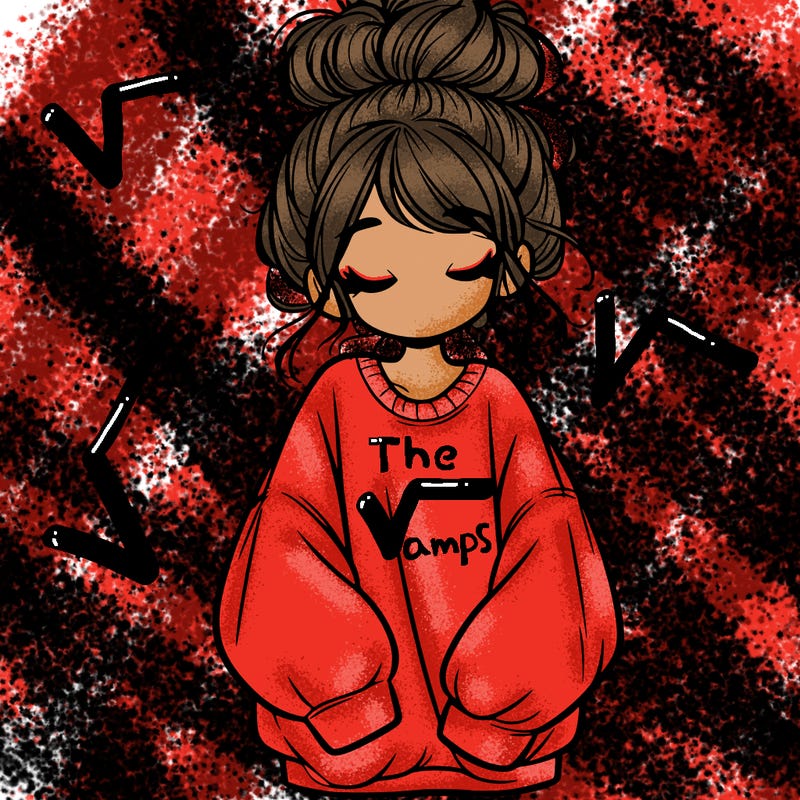 girl with baggy sweatshirt and messy bun