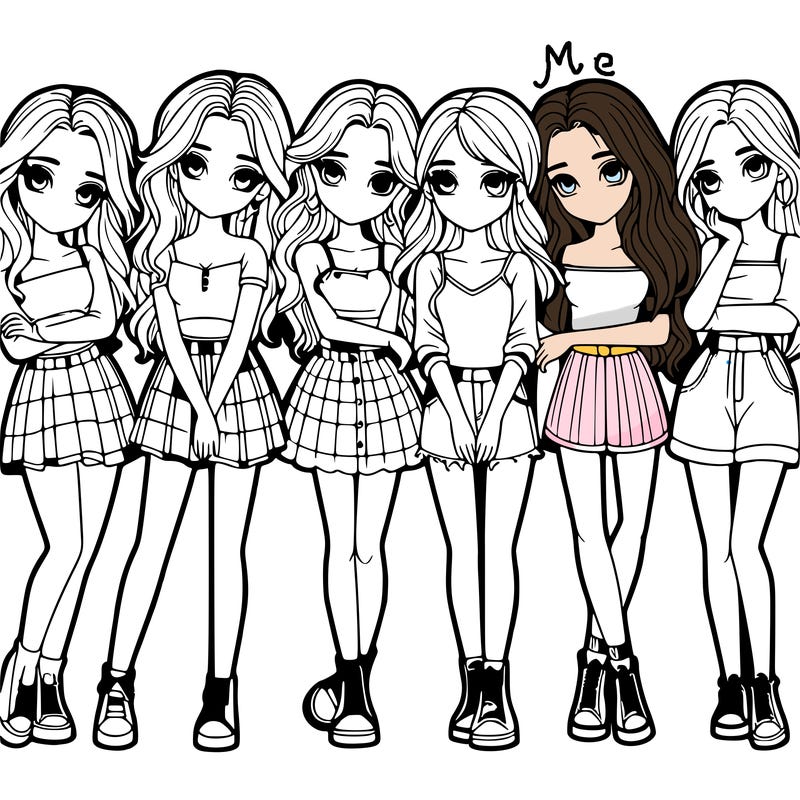 a group of girls realistic