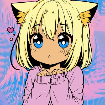 shy anime catgirl