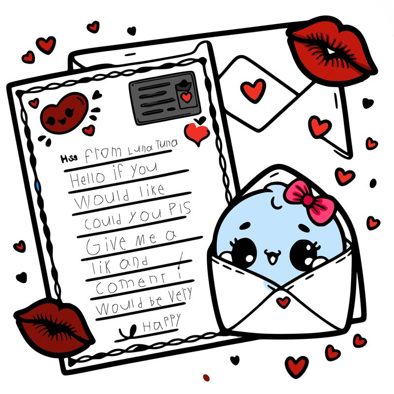 letter card, and kisses, for valentine day