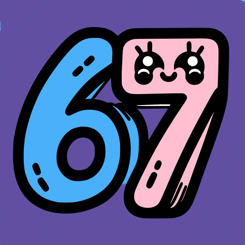 the numbers 67