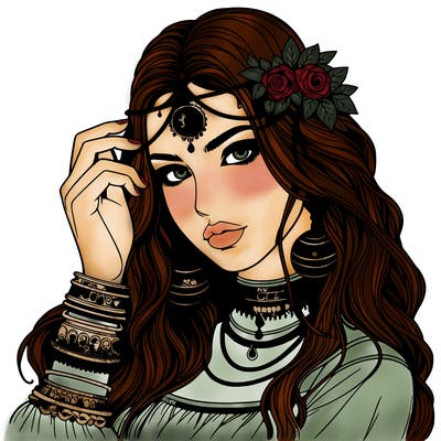 realistic beautiful mysterious gypsy girl
