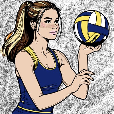 realistic teenage girl playing volleyball