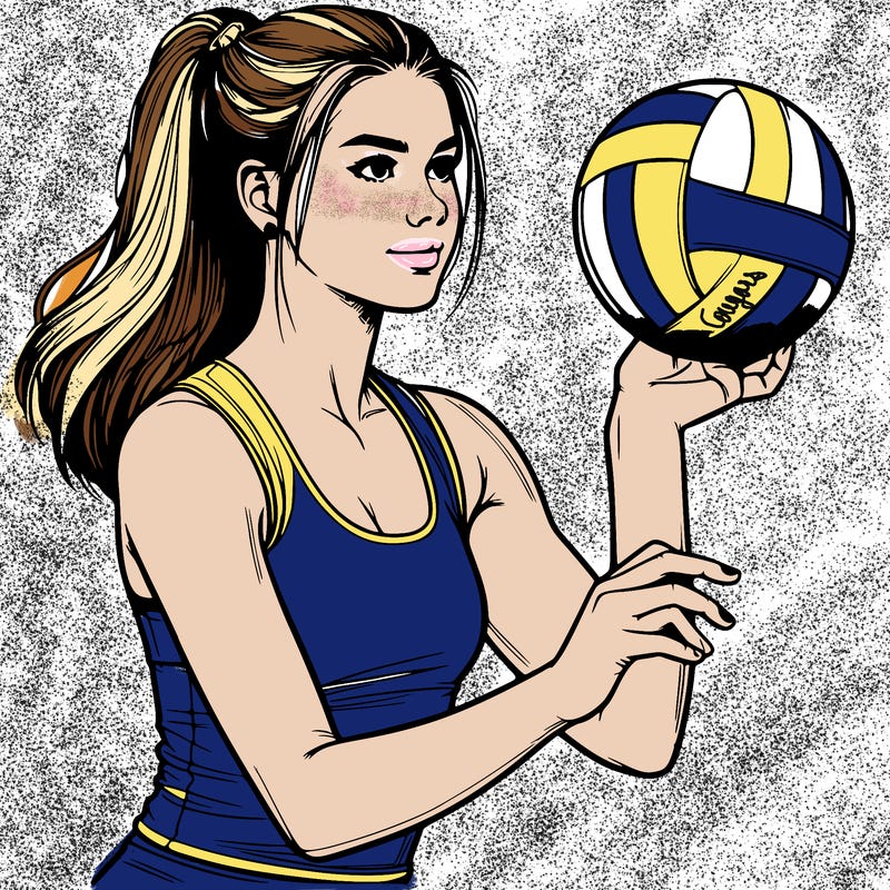 realistic teenage girl playing volleyball