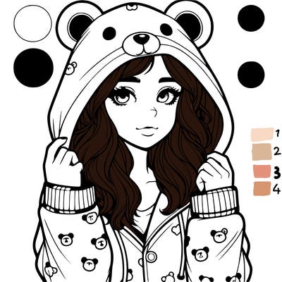 realistic girl in a animal pjs hoodie