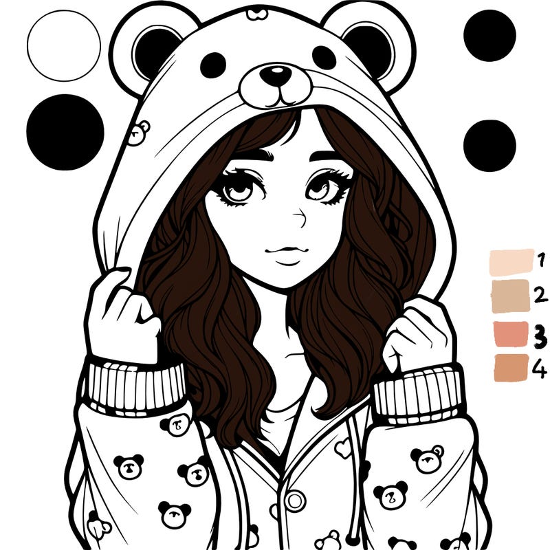 realistic girl in a animal pjs hoodie