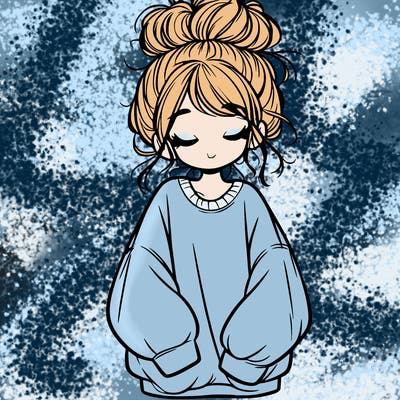 girl with baggy sweatshirt and messy bun