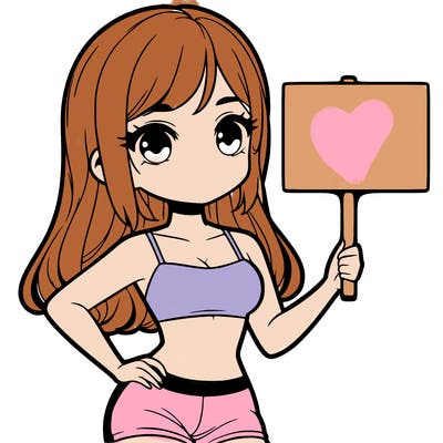 girl in a cute crop top holding a blank sign