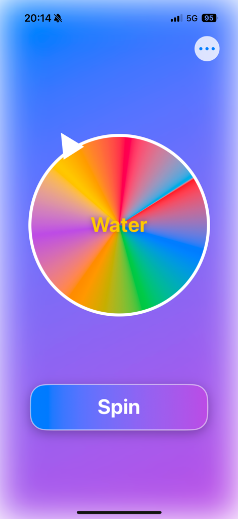 SpinSip - SpinSip mobile app screen showing a colorful roulette wheel and a spin button