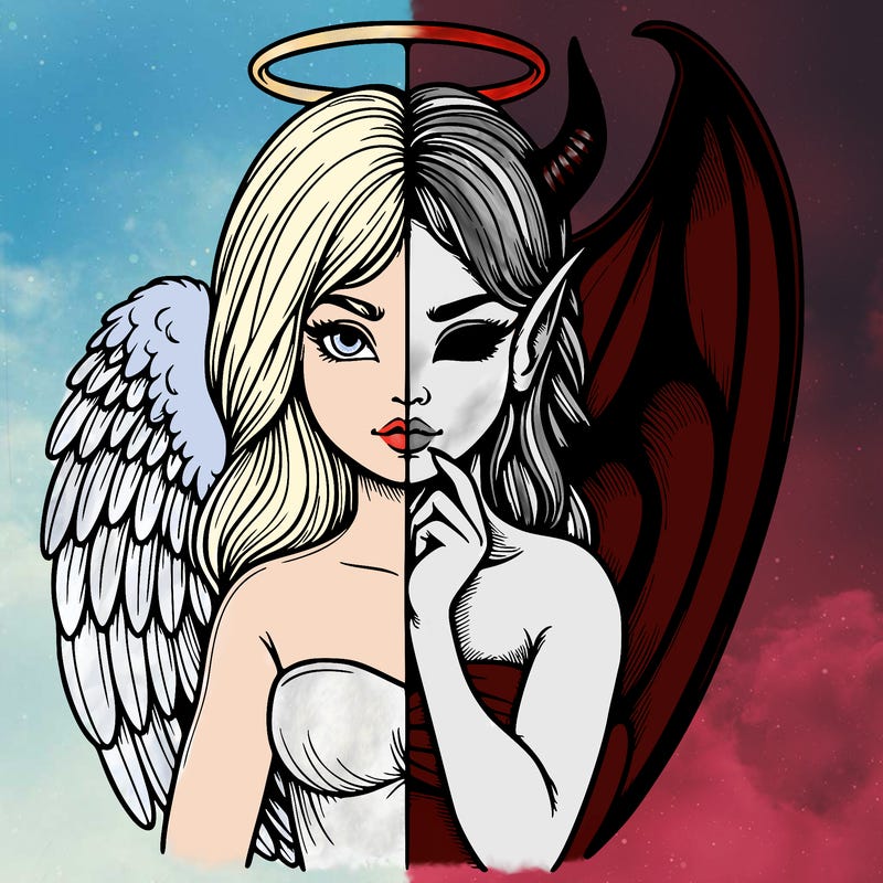 realistic angel half demon
