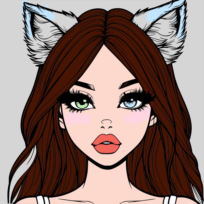 realistic girl with fox ears and realistic lips