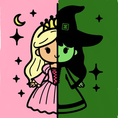 split princess and witch