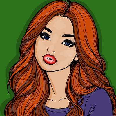 realistic girl with hair on her hair and lips