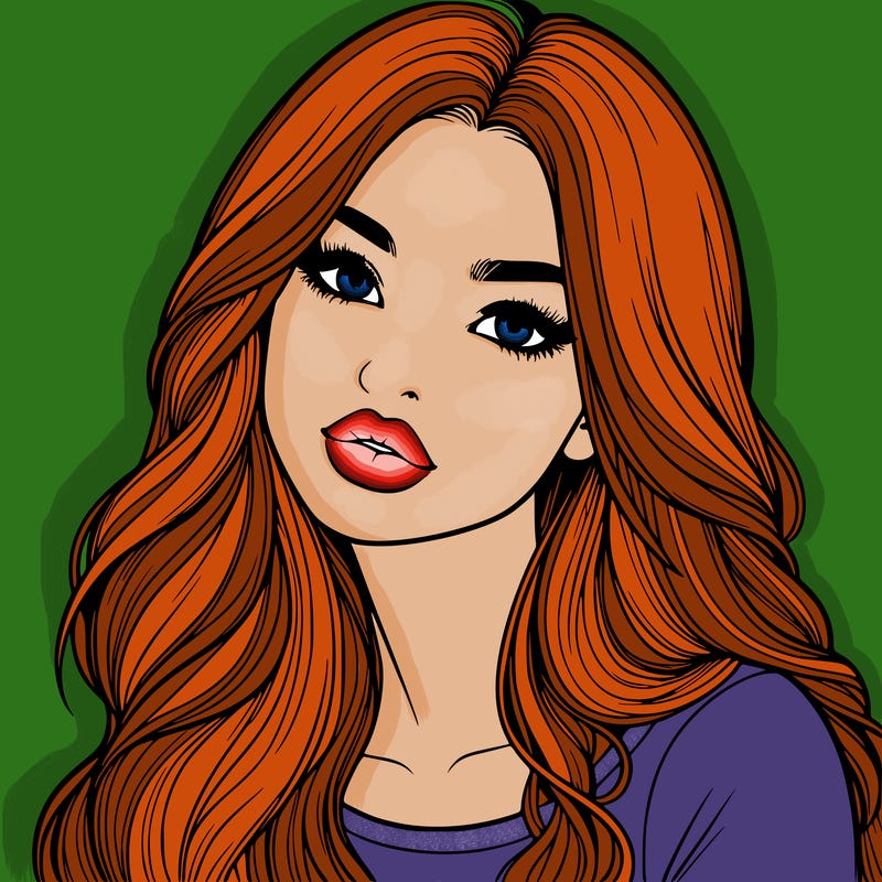 realistic girl with hair on her hair and lips