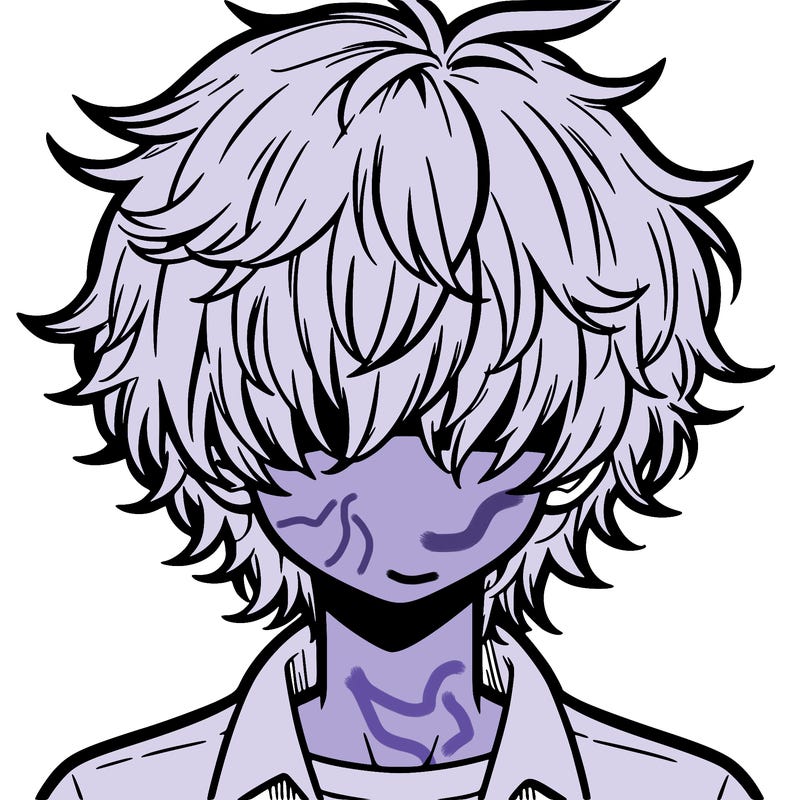 manga boy fluffy hair covering his eyes