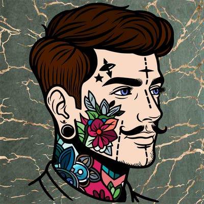 man with face tattoos