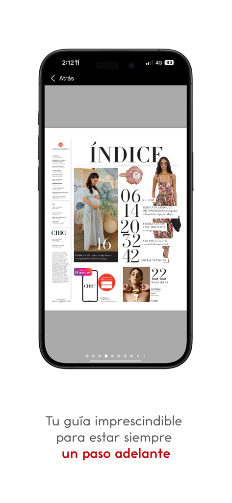 Chic Magazine ePaper - Chic Magazine ePaper mobile app showing the table of contents with fashion and lifestyle photos