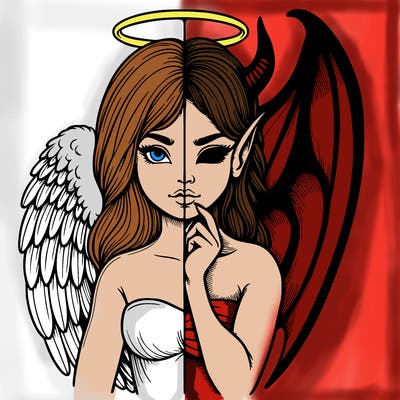 realistic angel half demon