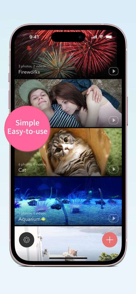 Secret Key Lock Album - Secret Key Lock Album app interface on iPhone showing multiple private photo and video folders