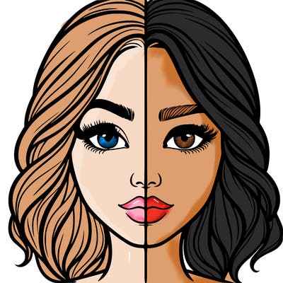 realistic girl split half