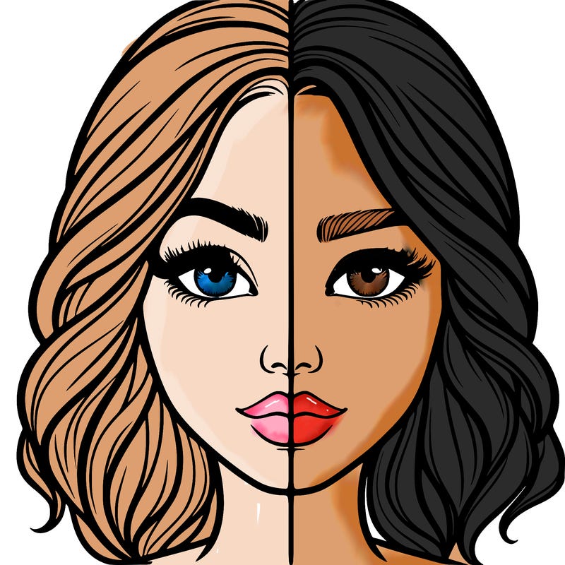 realistic girl split half