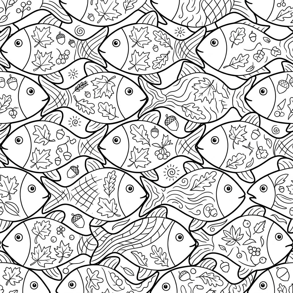 8 Fish Tessellations Coloring Pages - Free Printable — Color Pop