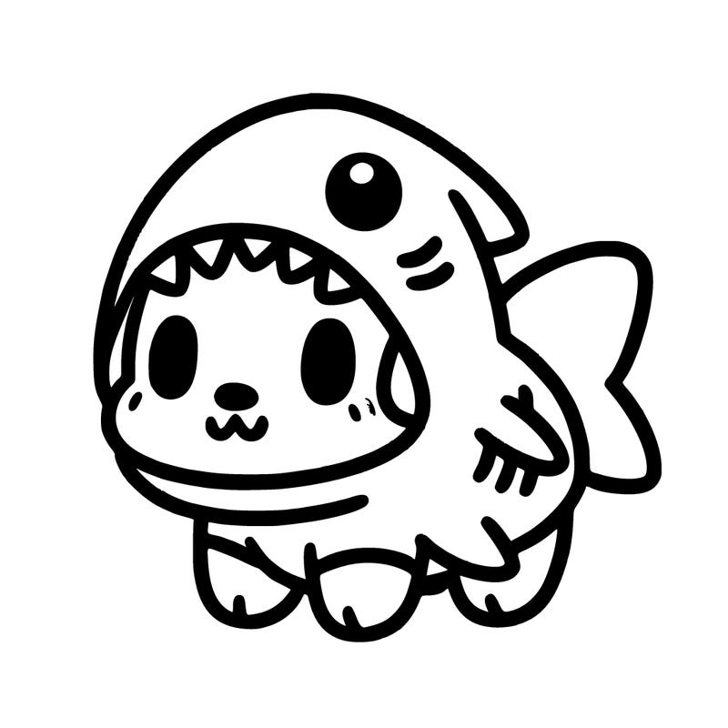 cute dog wearing a shark costume