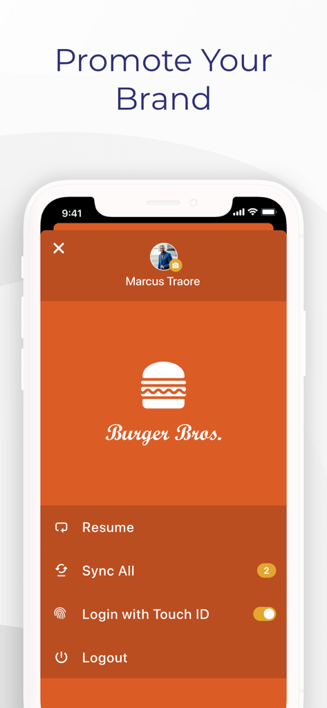 Absorb Learning app interface showing custom corporate branding and user profile