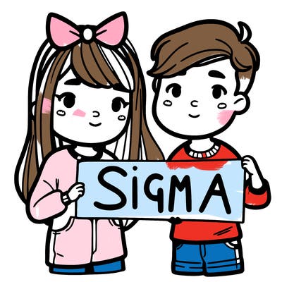 girl holding the word sigma with boy holding the word ligma